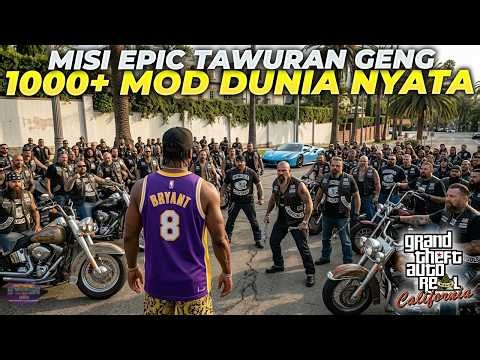 Aku vs 100 Geng Motor Penjahat Terkuat di 1000+ Mod Dunia Nyata Simulator GTA 5 Real California