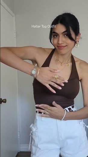 Halter Top Outfit | White Cargo Shorts Summer Street Style 2025