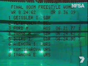 The 1980 Moscow Olympics were infused with political tension due to Australia and other governments' opposition of the Russian invasion of Afghanistan. As with many other athletes, Michelle Ford was put under immense pressure to boycott the Games. The US boycotted the Olympics that year all together. Amongst this backdrop, Michelle won a gold medal in the 800m freestyle, in an exciting race that brilliantly captures the momentous occasion in Australian Olympic history. Explore the gallery of oth