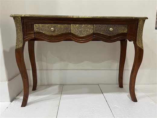Vintage Brass Inlay Wooden Console Table – Handcrafted Indian Entryway Table - Etsy