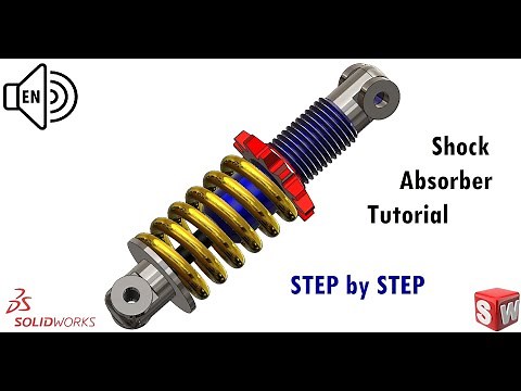Shock Absorber Assembly SolidWorks Tutorial 2021 step by step! Learn from Home! :D