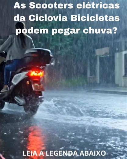 A SCOOTER ELÉTRICA SKILO PODE PEGAR CHUVA? ☔⚡ 🚲💨 Na Ciclovia Bicicletas a gente sabe que você quer andar sem medo da chuva — então vamos à resposta certeira! 👉 Sim: a scooter elétrica Skilo pode suportar chuva leve e trânsito molhado! Mas atenção: toda scooter elétrica tem nível de proteção contra água (IP) e alguns cuidados importantes para manter sua Skilo sempre funcionando no melhor desempenho possível. 🔹 O que a Skilo aguenta: ✅ Chuva fraca ou moderada ✅ Poças e ruas molhadas ✅ Uso urba