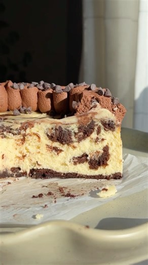 Fudge Brownie Swirled Cheesecake!