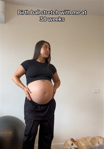 Using a Birth Ball During Pregnancy: 38 Weeks Stretch