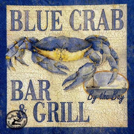 Blue Crab Bar Grill Decoupage Napkin for Nautical Coastal Crafts, Thin Paper for Beach Decor, Scrapbooking, Decoupage, Card Making 1PCS 10'' - Etsy