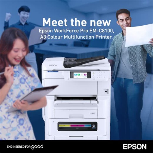 Introducing the new Epson WorkForce Pro EM-C8100, A3 Colour Multifunction Printer! ✨​