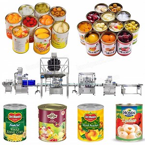 [Hot Item] Fully Automatic Granule Pickle Fruit Weigh Filling Labeling Canning Filling Machines Line