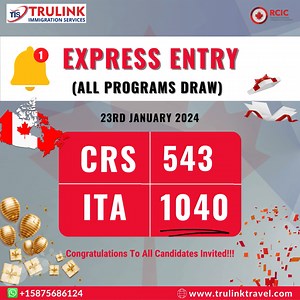 An Express Entry (All programs draw) was held on the 23rd of January 2024 and a total of 1040 individuals were given an invitation to apply for permanent residence. The cut-off mark used was 543. Congratulations to every individual who got an invitation to apply. Reach out to us today if you want to migrate to Canada soon. Our WhatsApp number is 15875686124 #ExpressEntry #PermanentResidency #CanadaImmigrationConsultant #TraveltoCanada #MigratetoCanada #LicensedImmigrationConsultant | Trulink Imm