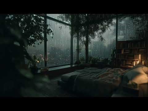 Relaxing with Annie in a High-Rise Glass Apartment | Thunderstorm Over the City at Night