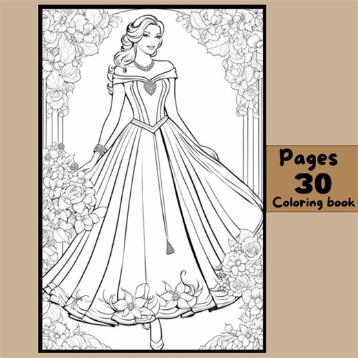 Women's Fashion Coloring Pages | 30 Dress Designs (printable PDF) - Etsy