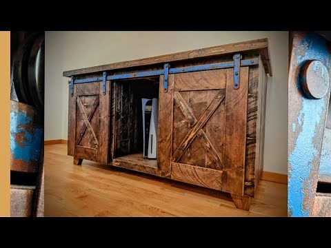 How to DIY Rustic Decay furniture | Farmhouse TV-stand with Sliding Barn Doors