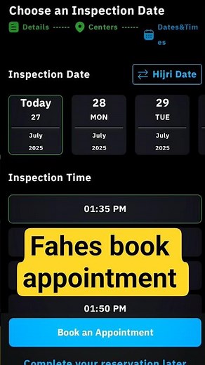 How to take an appointment for a vehicle inspection #ksa #shorts #vehicleinspection #carinspection
