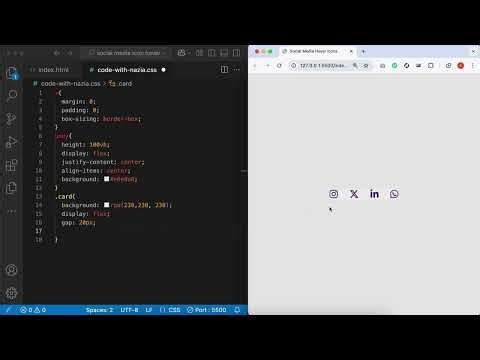 Social Media Icon Hover Effect Using HTML & CSS | Font Awesome Icons