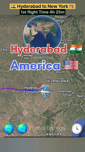 941K views · 8.8K reactions | Hyderabad  to New York USA  flight Route 1stop flight ✈️ Operator by Emirates #FlightRoute ✈️ #Travelvideo #FlightRoute ✈️ #TravelByAir  #AirTravelJourney #NonStopFlight #DirectFlight #ConnectingFlights #SkyRoute #TravelUpdates #AviationLovers #GlobalRoutes #AirlineJourney #ExploreByFlight #FlightTracker #WanderlustByAir #SkyHighTravel #travelEnregy #viralreels #trending #flighttrave #Viralvideo #fbViralreels | Travel Energy | Facebook