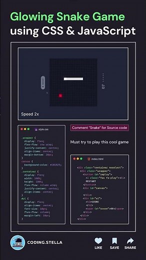 Glowing snake 🐍 game using css and javascript ⚡