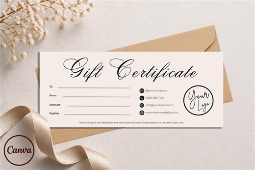 Editable Gift Certificate Template | Printable Voucher | Business Gift Card (digital Download) - Etsy