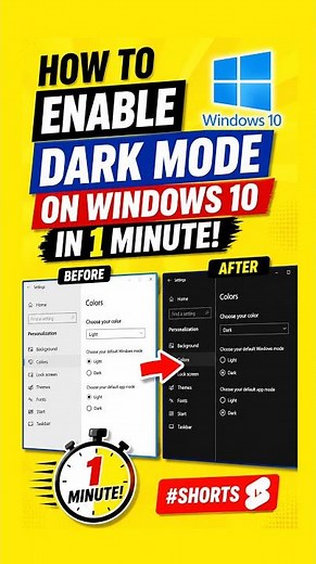 How to Enable Dark Mode on Windows 10 in 1 Minute! #windows