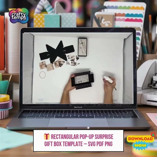 🎁 Rectangular Pop Up Surprise Gift Box Template – SVG PDF PNG 1
