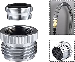 Faucet Adapter with Aerator, Sink Faucet to Garden Hose Adapter, Faucet Adapter to Garden Hose for Kitchen and Bathroom, 3/4" GHT Thread Chrome