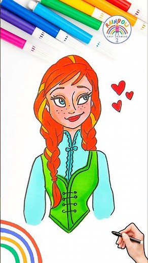 Anna FROZEN | How to Draw FROZEN Anna Cute 🌈👸🏼 #disney #FROZEN #princess #shorts