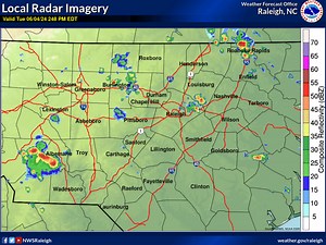 250 PM Radar Update: Scattered showers and storms will dot the skyline this afternoon and evening. Be on the lookout for locally heavy rain and minor flooding with the stronger and slow moving convection. | US National Weather Service Raleigh NC