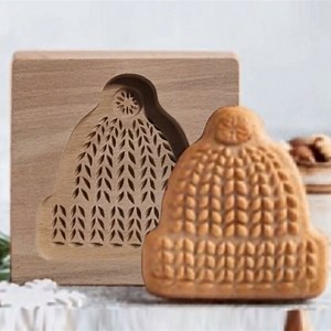 BLOWEST Carved Wooden Cookie Mold, Kitchen Cookie Cutter Gingerbread Cookie Stamp Biscuit Press Stamp Molds, Cookie Cutter for Cookie Stamp Summer Spring Decor Christmas Gifts (Cat), medium