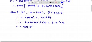 The peg is constrained to move in the slots of the fixed bar C D and rotating bar A B . When θ=30^∘, the angular velocity and angular acceleration of arm A B are θ̇=2 rad / s and θ̈=3 rad / s^2, respectively. Determine the magnitudes of the velocity and acceleration of the peg P at this instant. | Numerade