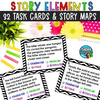 Story Elements Task Cards Setting Character Problem Solution Graphic Organizer