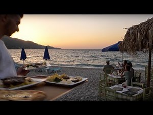 30 Seconds Samos - Evening atmosphere on long beach, Kokkari (4k)