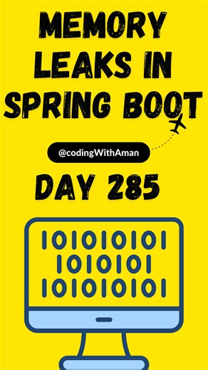 Aman Sahni | Memory leaks in Spring boot. #javaprogramming #programming #coding #programmer #code #developer #coder #java #webdeveloper #javascript... | Instagram