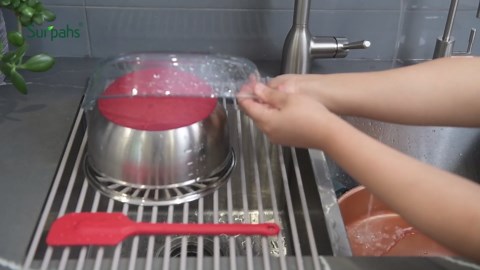 Surpahs Roll-Up Dish Drying Rack, Warm Gray, 20.5" x 13.1", Fits Sinks up to 19.5" Wide, Silicone-Coated Stainless Steel