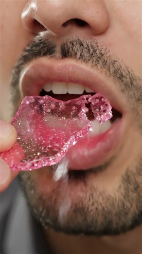 Strawberry Candy Glass Eating ASMR | Ultra Thin Sugar Shard Bite | Satisfying Close-Up Crunch