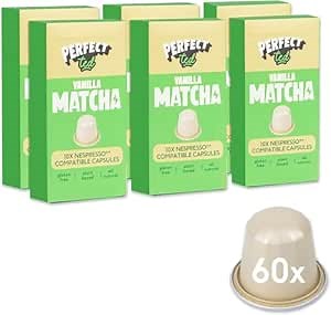 Perfect Ted | Vanilla Matcha | 60 Pods Compatible with Nespresso® | Ceremonial Grade Matcha Powder | Japanese Matcha Latte