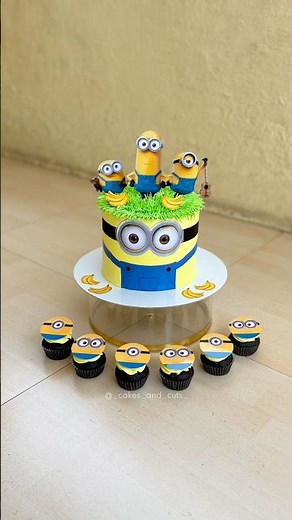 Minions theme cake and cupcakes 💛 | Minions cake | #shorts #cake #cakedecorating #kidscakes