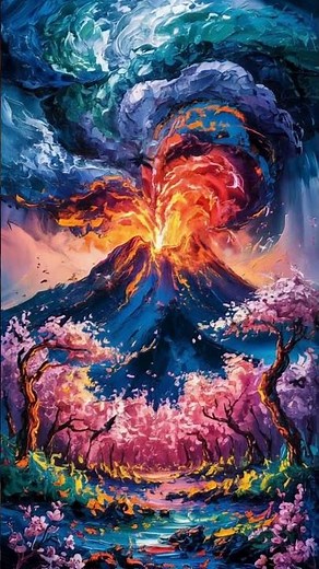 Mesmerizing Moving Volcano Painting | Relaxing Lava Animation in 4K | Digital Art Loop