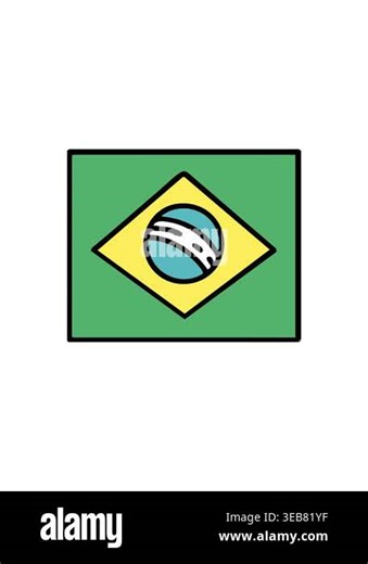 splitting effect animation of brazil national flag without pole