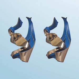 'Ascending Descending 1' is a unique piece crafted from bronze (blue) in 2020 measuring 40h x 33w x 26d cm. #andrewrogers #andrewrogersart #art #sculpture #contemporaryart | Andrew Rogers