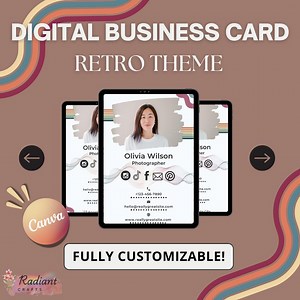 Digital Business Card Template, Clickable Link Business Card, Retro Business Template, 2025 Digital Card, Editable Canva Template, - Etsy