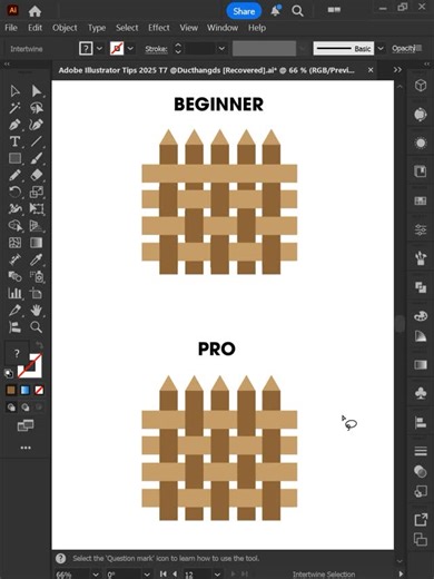 Đức Thắng | Adobe Illustrator 2025 - Tips using Interwine make interwoven shape #ducthangds #adobe | Instagram
