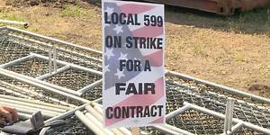 Workers picketing at construction sites