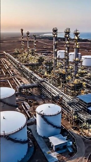 The construction process of a modern oil refinery, from foundation to full operation.