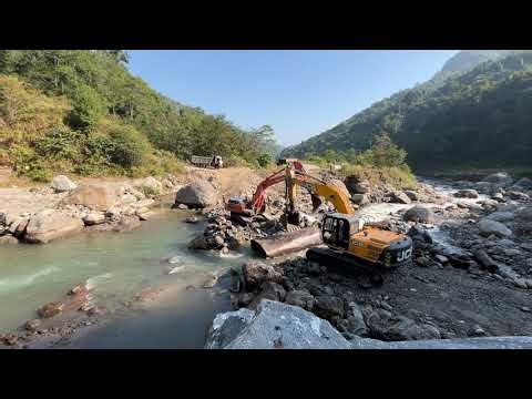 Making acess road in river using HRP pipe part 3