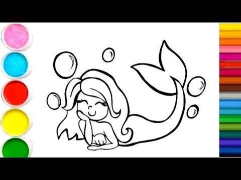 Mermaid Drawing, Painting & Coloring For Kids and Toddlers l Easy Drawing l