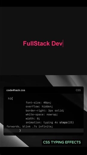 Typing Effects in CSS | Web Development | HTML CSS