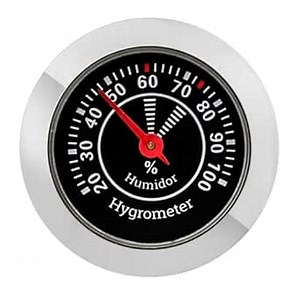 Humidor Hygrometer for Analog Hygrometer Humidor Accessory Humidity Gauge Alloy Stainless Steel Mechanical Pressure Gauge for Violin Case Home Use, Black, 1.5x1.5x0.4in
