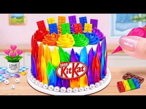 Turning Rainbow KITKAT Bar Into Mini Rainbow Cake 💖 Fun & Easy Miniature Dessert Ideas 🍰 Cake Corner