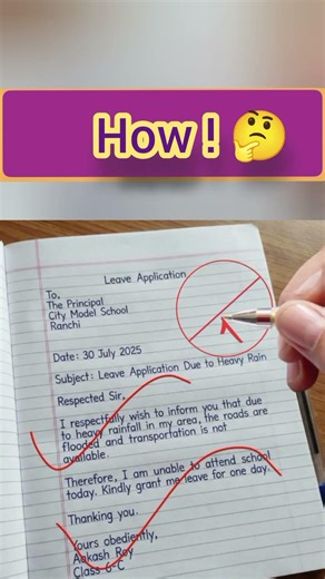 🔴 Leave Application in Name | Easy School Leave Letter Format