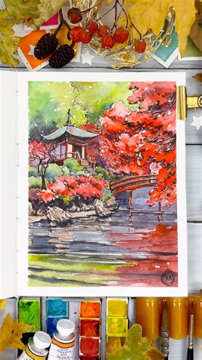 🍂🍁Join The Autumn Сities Watercolor Sketching Marathon 👩‍🎨