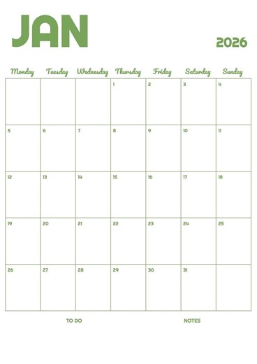 2026 A4 Printable Calendar, Month by Month Calendar, Large Wall Calendar, Simple Large Yearly Calendar - Etsy