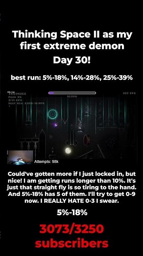Thinking Space 2 as my FIRST extreme day 30! (5%-18%) #geometrydash #gd #ascent #thinkingspace2